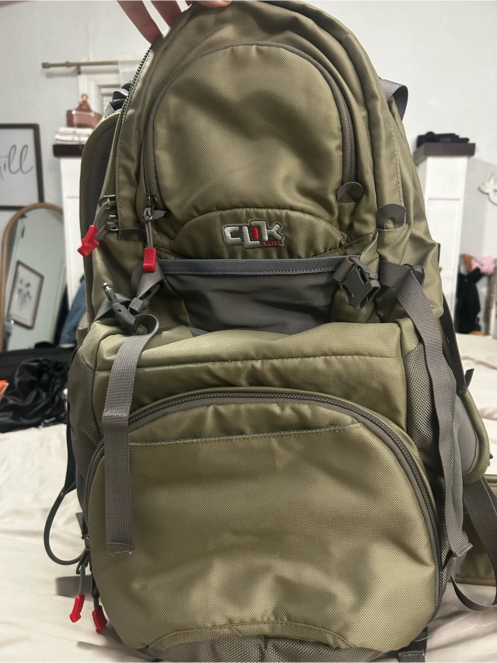 Olive Green Men's Backpack - Durable Everyday and Travel Bag